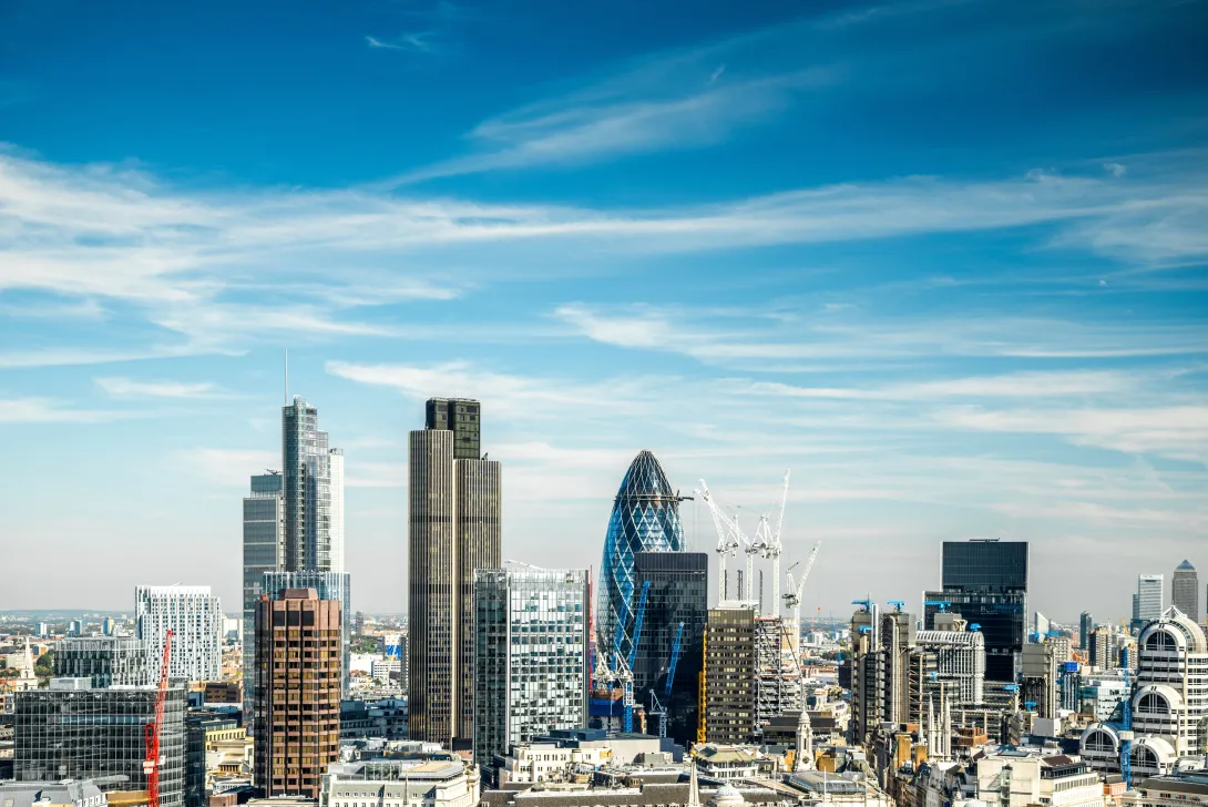 Arial view of the London skyline