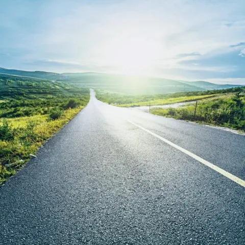 Road through open fields