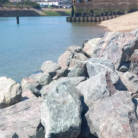 Coastal protection measures supplied by Aggregate Industries at Newhaven Beach in Sussex